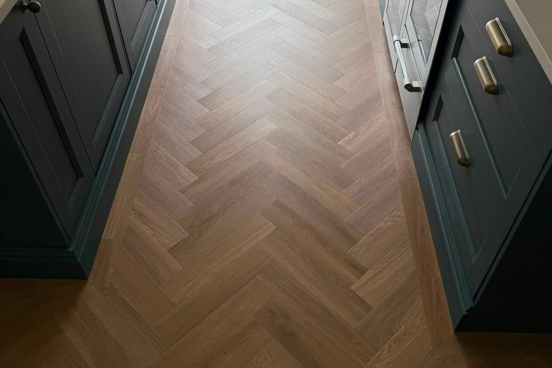 Amtico Wilton Oak Parquet in a Cornish Village Cottage