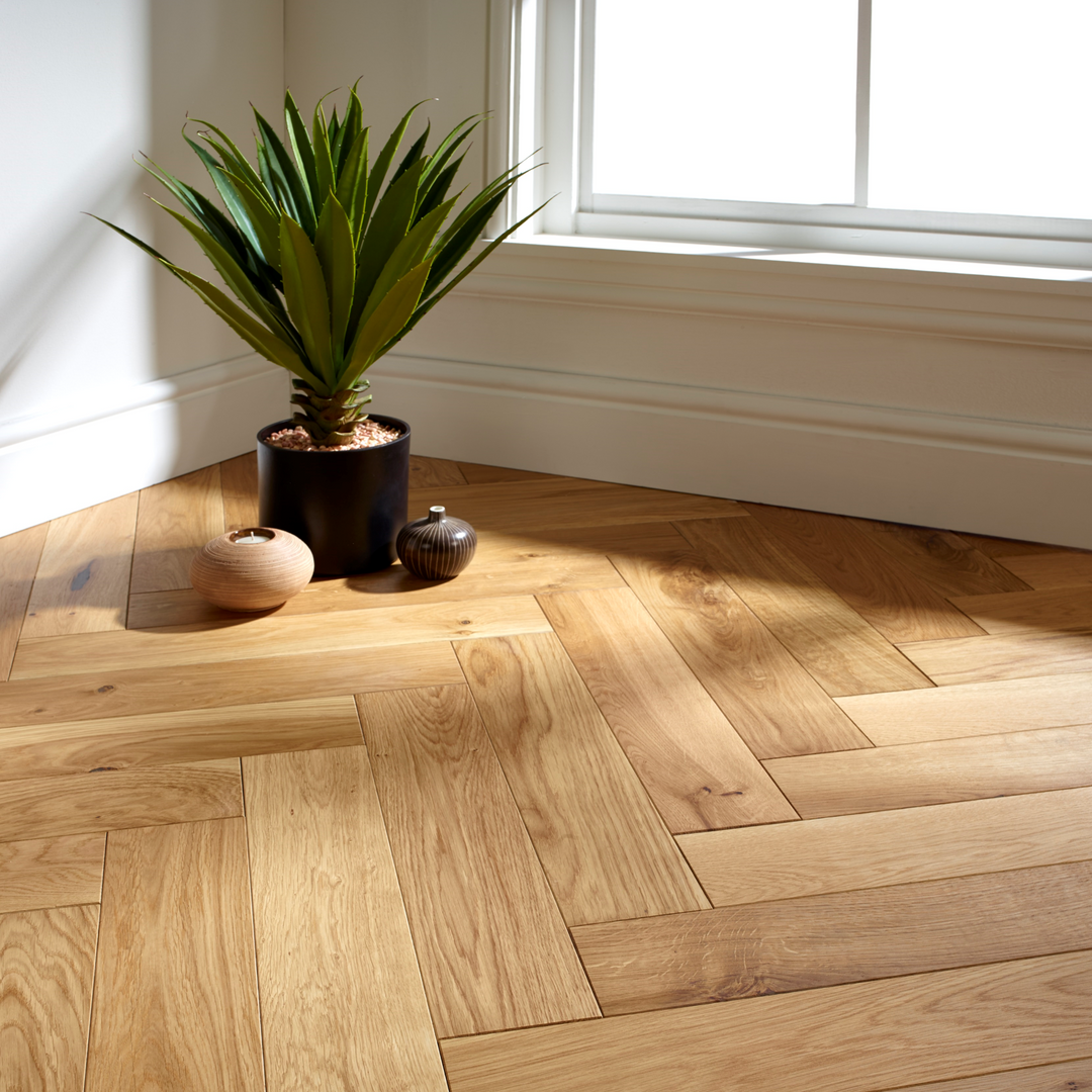 Wingate Oak parquet floor with herringbone pattern