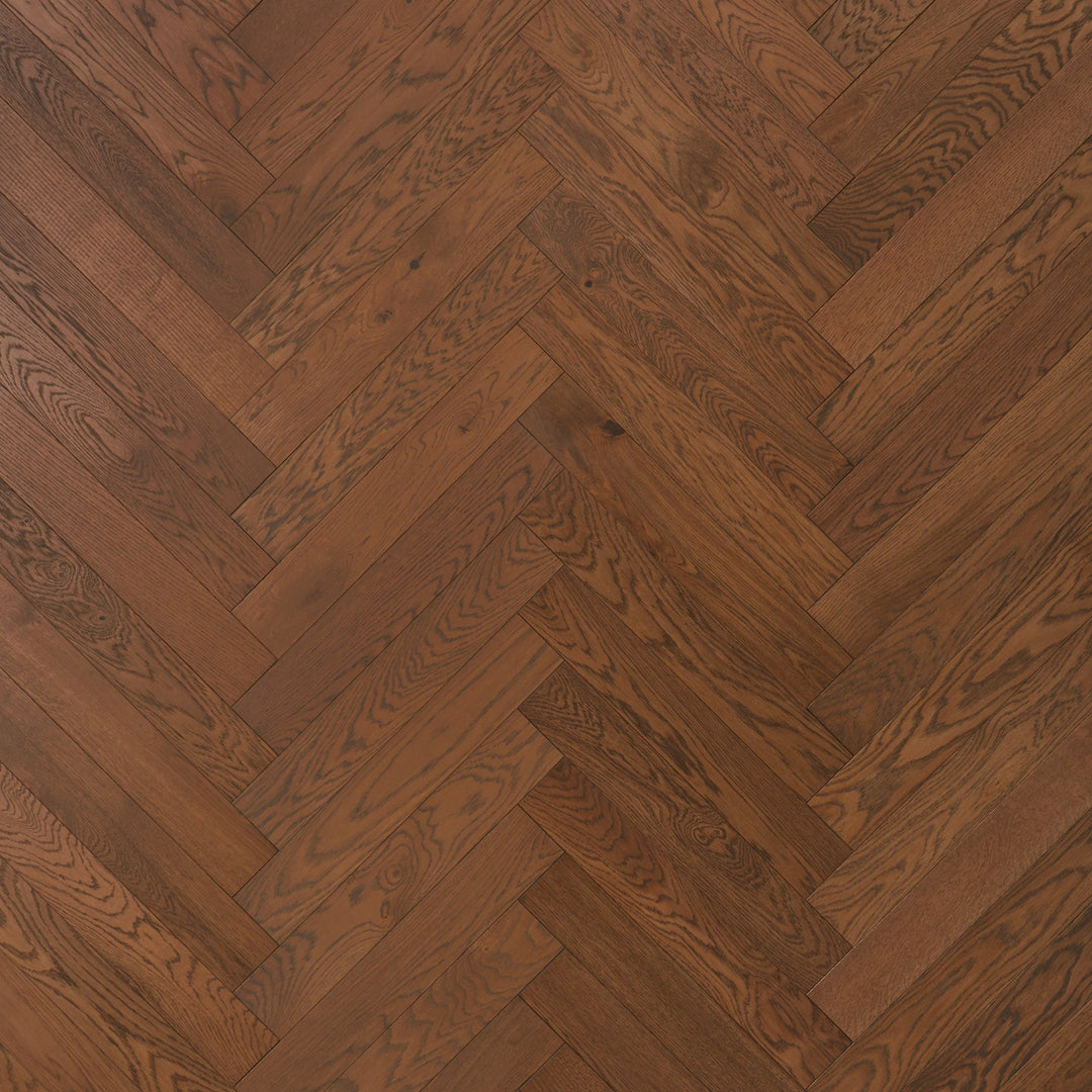 Mayfair Oak flooring with a herringbone pattern