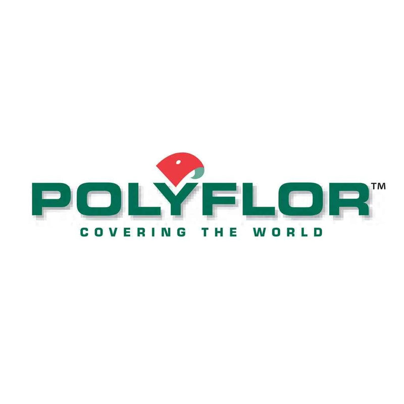 Polyflor logo with a red leaf symbol on a white background
